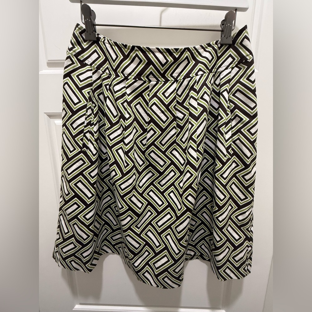 MICHAEL Michael Kors. Vintage Y2K, Brown & Green Geometric A-Line Skirt. Size 8.